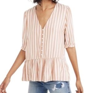 COPY - Madewell V-Neck Peplum Popover Top in Stripe